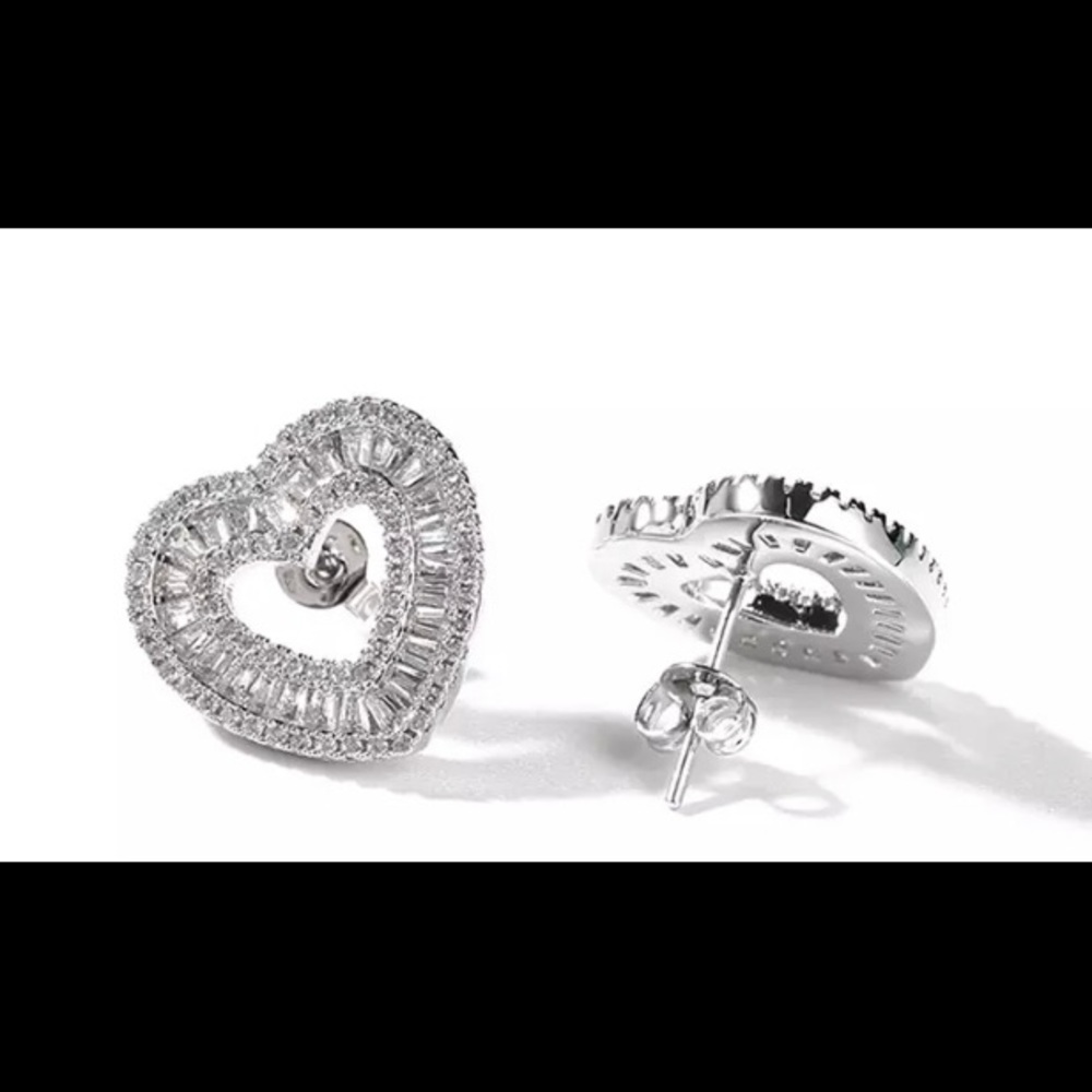 Heart Baguette CZ earrings